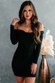 Rissa Off-The-Shoulder Bodycon Dress (Black) - NanaMacs