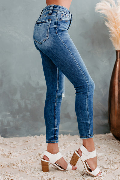 Elia Flying Monkey Mid-Rise Distressed Skinny Jeans (Medium Wash) - NanaMacs