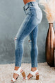 Pricilla Flying Monkey High Rise Distressed Skinny Jeans (Medium Light) - NanaMacs