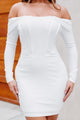 Rissa Off-The-Shoulder Bodycon Dress (Off White) - NanaMacs