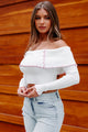 Move It Along Off The Shoulder Long Sleeve Top (Off White) - NanaMacs