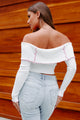 Move It Along Off The Shoulder Long Sleeve Top (Off White) - NanaMacs