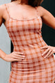 Goldie Plaid Bodycon Dress (Rust) - NanaMacs