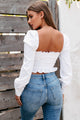 Influence This Long Sleeve Bustier Crop Top (Off White) - NanaMacs