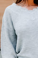 Jump In Lace-Trimmed V-Neck Sweater (Grey) - NanaMacs