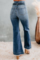 Meet & Greet Sneak Peek High Rise Belted Flare Jeans (Medium Dark) - NanaMacs