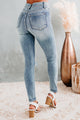My Only Choice Sneak Peek High Rise Rip Knee Skinny Jeans (Medium Light) - NanaMacs