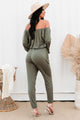 August Long Sleeve Off-The-Shoulder Jumpsuit (Army) - NanaMacs