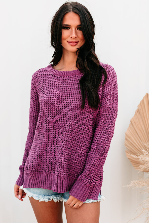 Completely In Love Chenille Knit Sweater (Magenta/Purple) - NanaMacs