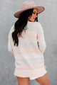 Sylvia Lace Up Stripe Sweater (Blush/Grey/Cream) - NanaMacs