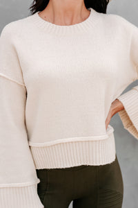 Making Compromises Boxy Wide Sleeve Sweater (Whip Cream) - NanaMacs