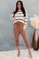 "Just Your Stripe" Striped Yarn Knit Sweater (Ivory) - NanaMacs