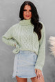 Blizzard Bliss Chenille Cable Knit Sweater (Leaf) - NanaMacs