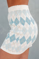 Making Smart Decisions Sweater Knit Argyle Print Skirt (Cream) - NanaMacs