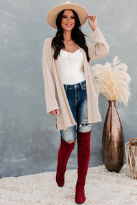 Some Day Soon Waffle Knit Cardigan (Cream) - NanaMacs