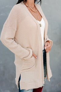 Some Day Soon Waffle Knit Cardigan (Cream) - NanaMacs