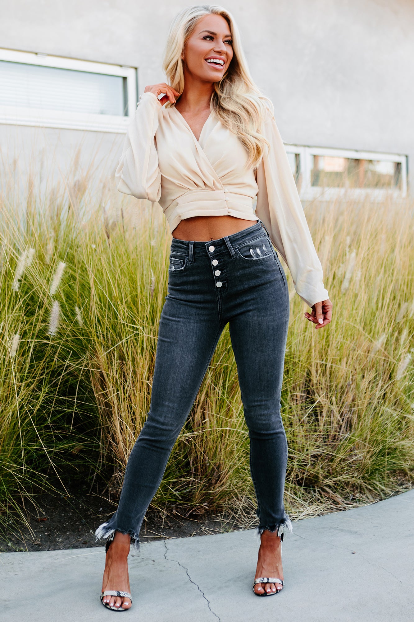 Desdemona Flying Monkey High Rise Button-Fly Cropped Skinny Jeans