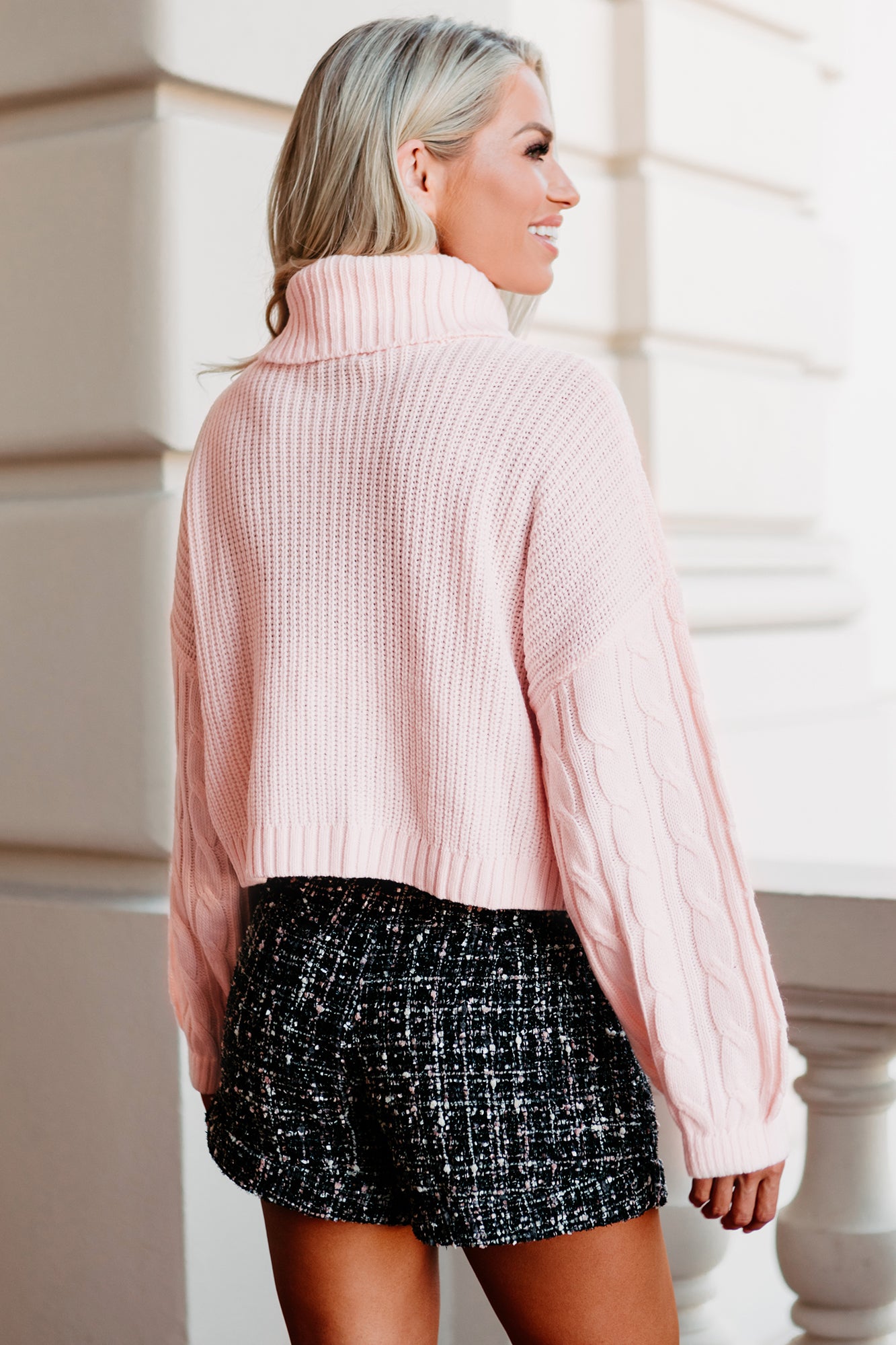 A Never-Ending Love Cropped Turtleneck Sweater (Blush) - NanaMacs