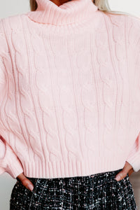 A Never-Ending Love Cropped Turtleneck Sweater (Blush) - NanaMacs