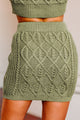 Finding Fulfillment Cable Knit Cardigan & Skirt Set (Olive) - NanaMacs