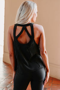 Chill Weekend Ribbed Tank Top & Leggings Set (Black) - NanaMacs