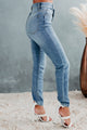 Topanga Sneak Peek 90's High Rise Cross-Fly Skinny Jeans (Medium Light) - NanaMacs