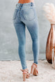 Same Wheelhouse Sneak Peek Mid-Rise Distressed Skinny Jeans (Medium Vintage) - NanaMacs
