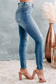 At Some Point Sneak Peek High-Rise 5-Button Distressed Skinny Jeans (Medium Light) - NanaMacs