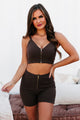 Authentic Feelings Zipper Front Ribbed Two Piece Set (Brown) - NanaMacs