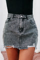 Shadow Of A Doubt Distressed Denim Mini Skirt (Black) - NanaMacs