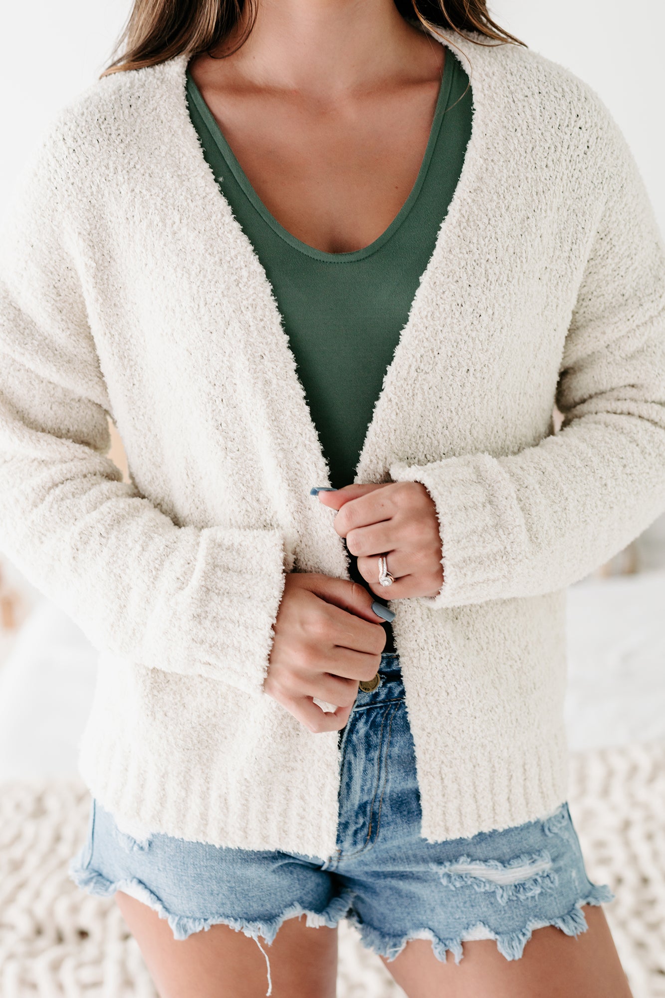 Staying Away Fuzzy Knit Cardigan (Whip Cream) - NanaMacs