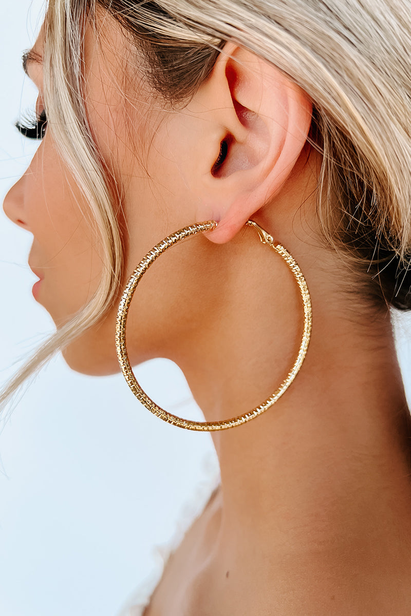 Talkin' Smack Large Textured Hoop Earrings (Gold) - NanaMacs