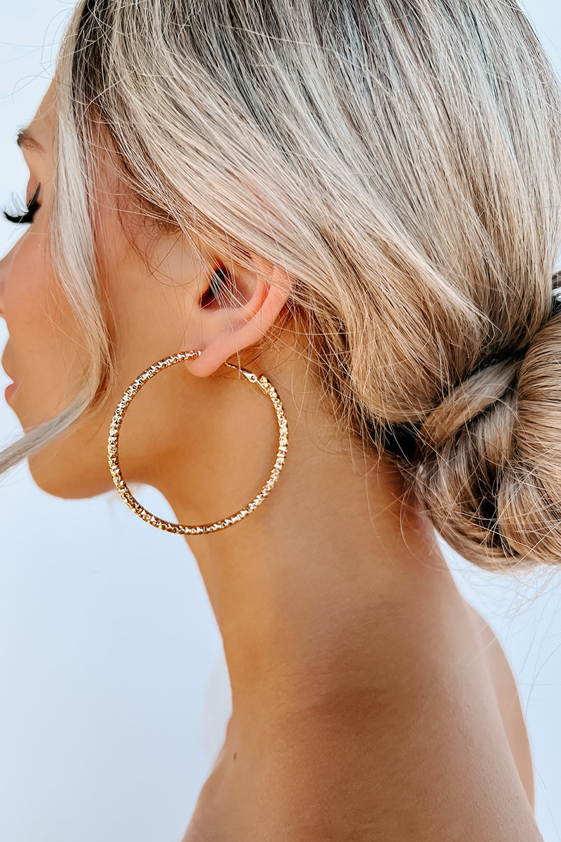 Success Story Textured Hoop Earrings (Gold) - NanaMacs