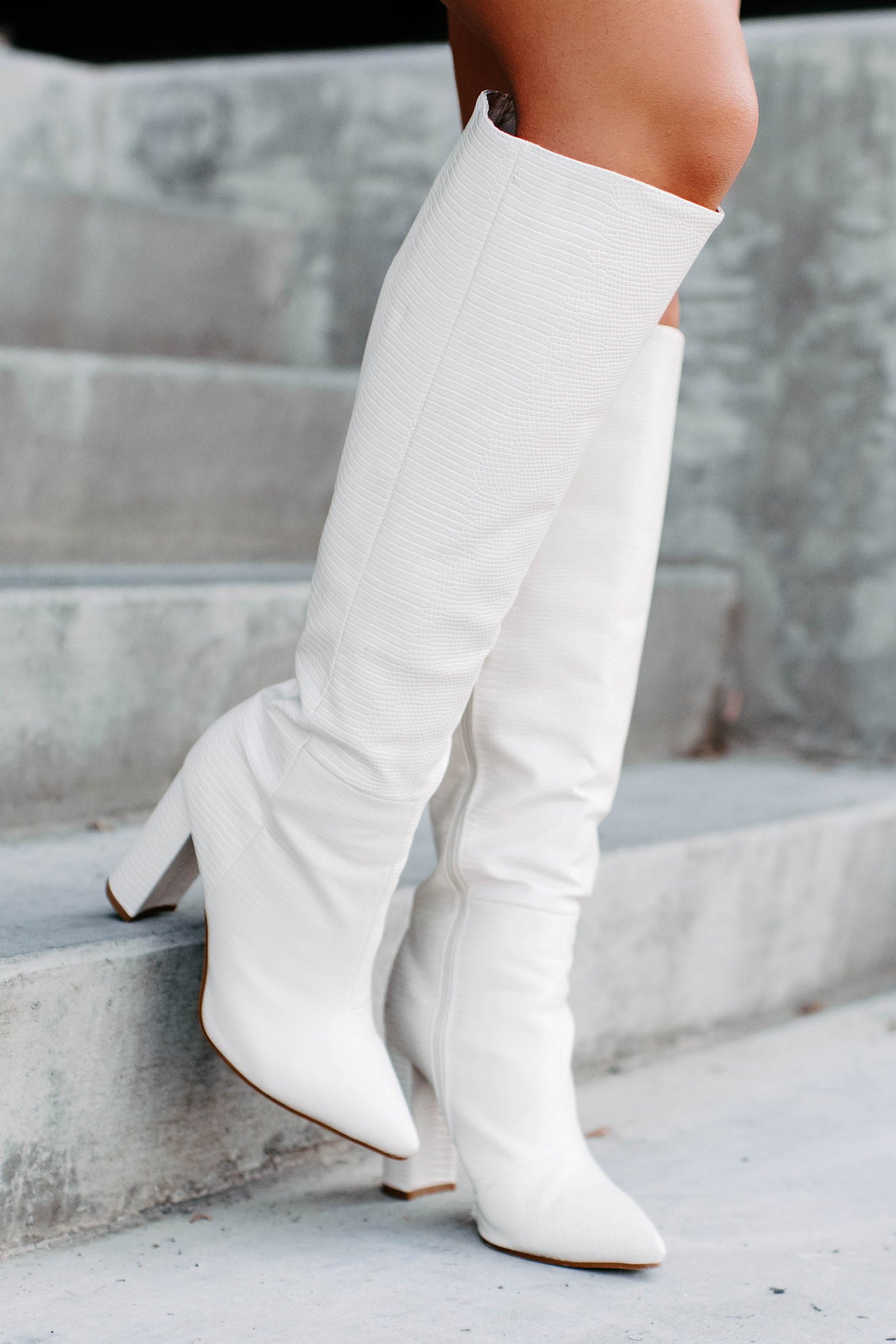 Milla Knee High Billini Boots (Ivory Scale) - NanaMacs