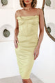 Can't Tell Me Nothing Satin Bustier Bodycon Dress (Lime) - NanaMacs