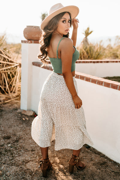 Hiding My Feelings Knit Crop Top (Dark Sage) - NanaMacs