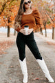 Autumn Esthetic Square Neck Sweater Top (Rust) - NanaMacs