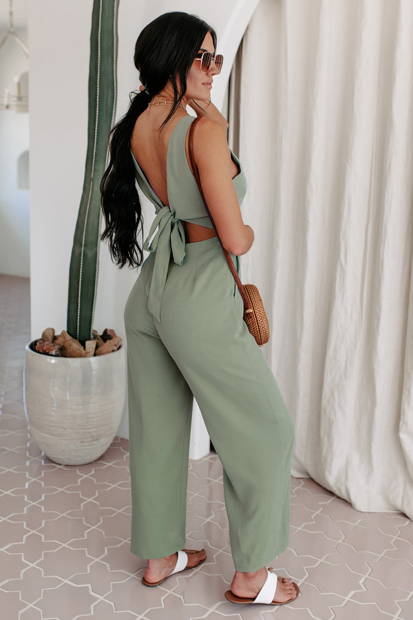 Change Your Destiny Tie-Wrap Jumpsuit (Sage) - NanaMacs
