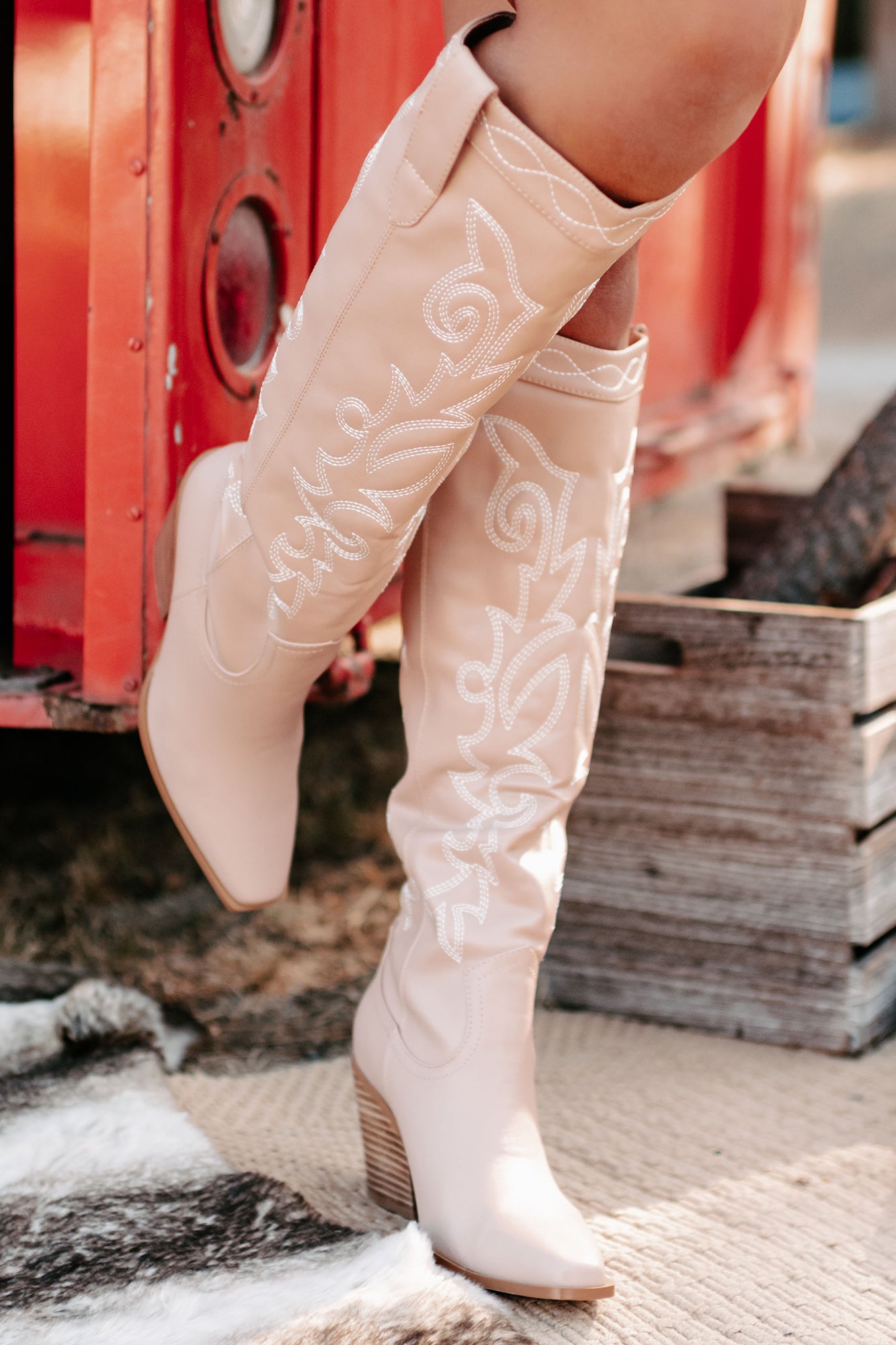 Charley Faux Leather Billini Cowboy Boots (Rose Clay) - NanaMacs