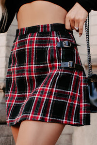 Settle The Score Pleated Plaid Mini Skirt (Black Multi) - NanaMacs