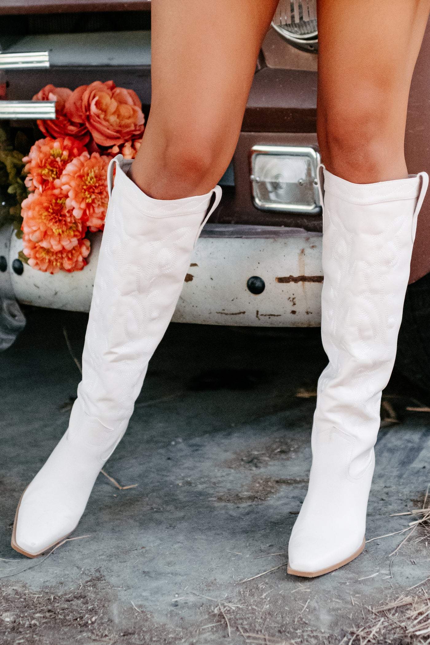 Charley Faux Leather Billini Cowboy Boots (Ivory) · NanaMacs
