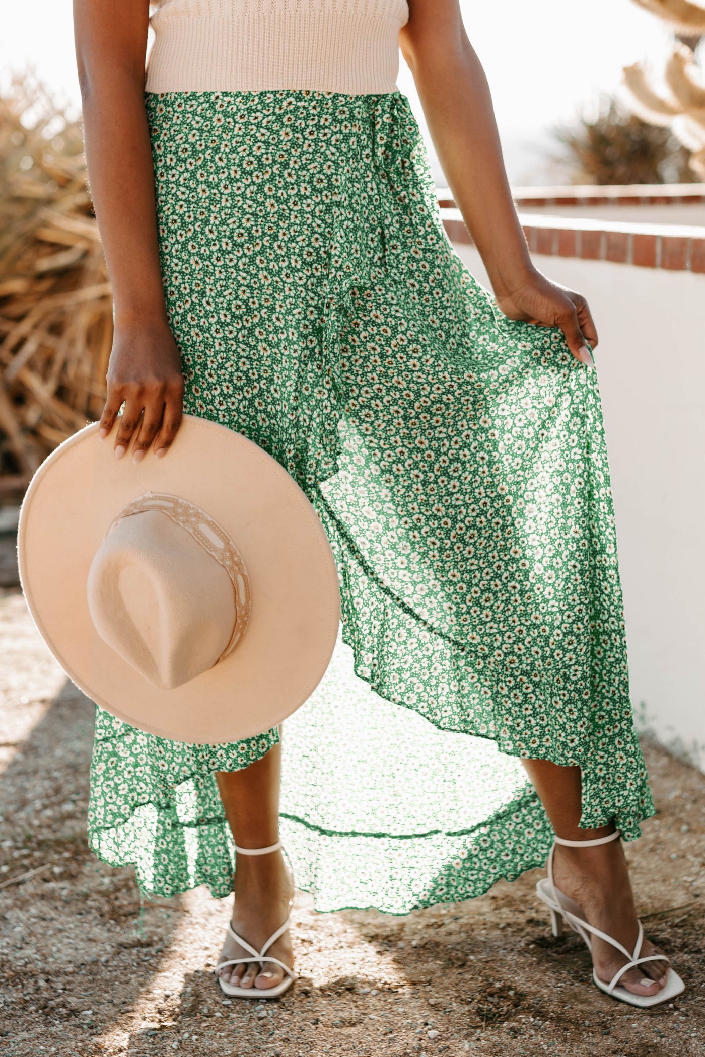 Botanical Beauty Floral Wrap Skirt (Green/Multi) - NanaMacs