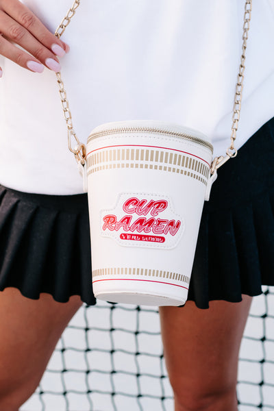 Cup Of Cuteness Ramen Cup Crossbody Bag (White) - NanaMacs