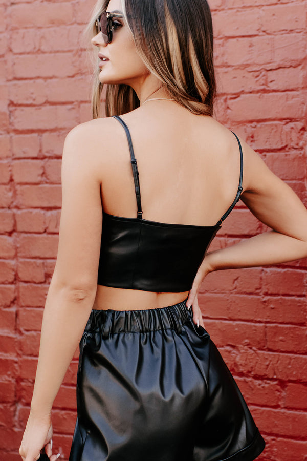 Looking For More Faux Leather Corset Crop Top (Black) - NanaMacs