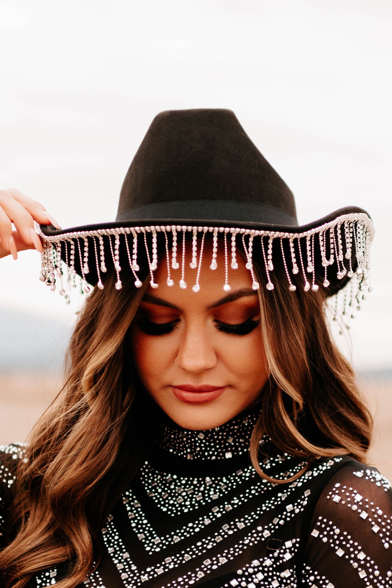 Rhinestone fringe cowboy hat