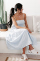 Twirl About Smocked Gingham Midi Dress (Sky Blue) - NanaMacs