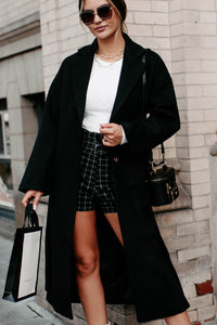 Braving The Cold Belted Trench Coat (Black) - NanaMacs