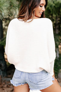 Being Sweet Batwing Chenille Sweater (White) - NanaMacs