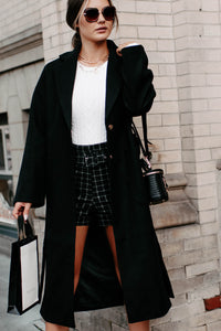 Braving The Cold Belted Trench Coat (Black) - NanaMacs