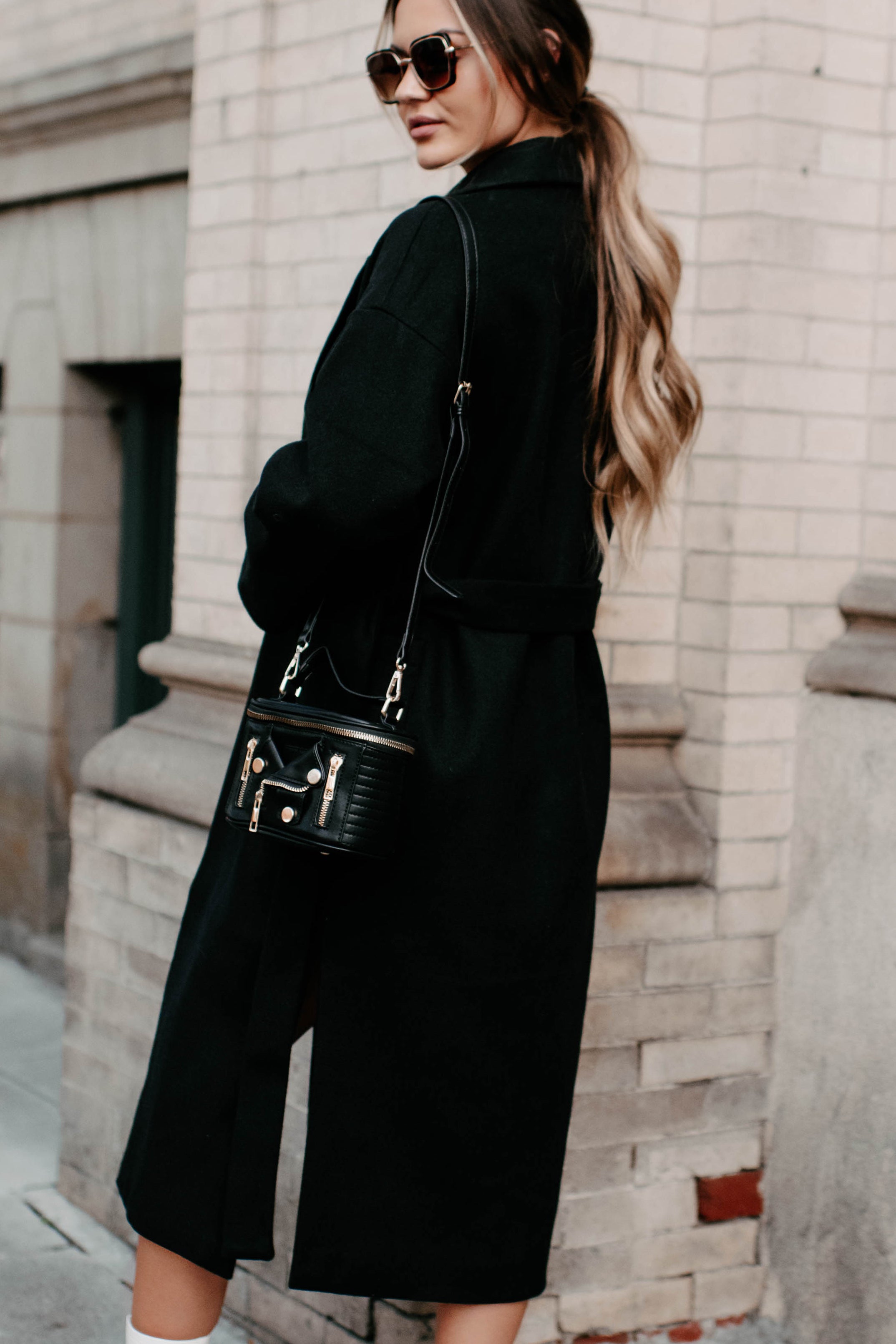 Braving The Cold Belted Trench Coat (Black) - NanaMacs